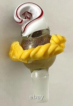 MURANO ART GLASS Italian CLOWN Hand-Blown Decanter, Gold Fleck, 11H, C1964