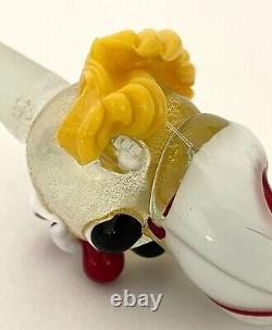 MURANO ART GLASS Italian CLOWN Hand-Blown Decanter, Gold Fleck, 11H, C1964