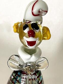 MURANO ART GLASS Italian CLOWN Hand-Blown Decanter, Gold Fleck, 11H, C1964