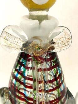 MURANO ART GLASS Italian CLOWN Hand-Blown Decanter, Gold Fleck, 11H, C1964