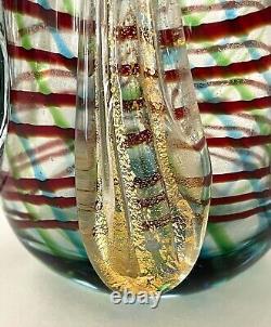 MURANO ART GLASS Italian CLOWN Hand-Blown Decanter, Gold Fleck, 11H, C1964