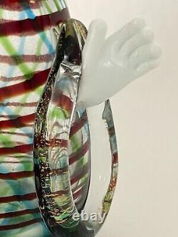 MURANO ART GLASS Italian CLOWN Hand-Blown Decanter, Gold Fleck, 11H, C1964