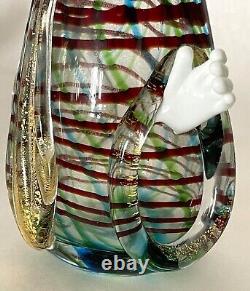 MURANO ART GLASS Italian CLOWN Hand-Blown Decanter, Gold Fleck, 11H, C1964