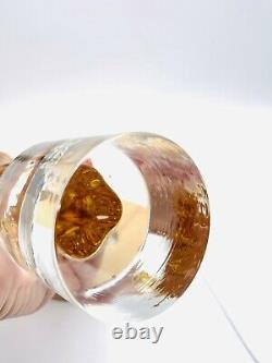 MURANO ART GLASS LOVERS EMBRACED COUPLE VINTAGE AMBER /CLEAR GLASS WithBase Light