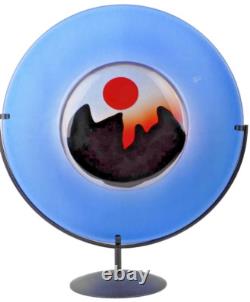 MURANO Art Glass Blue Landscape Disc/Sculpture by Formia Italy Hand Blown New