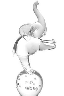 MURANO Art Glass Clear Circus Elephant Figirine Licio Zanetti Hand Blown Italy