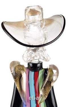 MURANO Art Glass Lady in Hat Figurine by Formia Hand Blown Italy Striped New