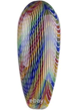 MURANO Art Glass Multicoloredl Vase by Formia Hand Blown Italy Striped New