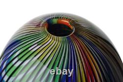 MURANO Art Glass Multicoloredl Vase by Formia Hand Blown Italy Striped New