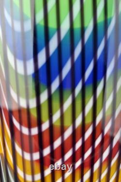 MURANO Art Glass Multicoloredl Vase by Formia Hand Blown Italy Striped New