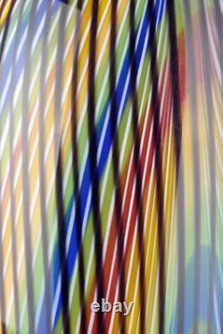 MURANO Art Glass Multicoloredl Vase by Formia Hand Blown Italy Striped New