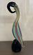 MURANO Art Glass Sitting Bird Figurine by Formia Striped Hand Blown Italy