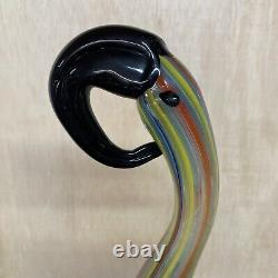 MURANO Art Glass Sitting Bird Figurine by Formia Striped Hand Blown Italy