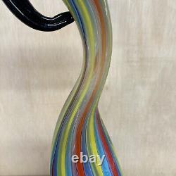 MURANO Art Glass Sitting Bird Figurine by Formia Striped Hand Blown Italy