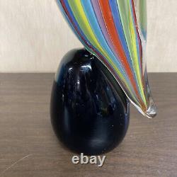 MURANO Art Glass Sitting Bird Figurine by Formia Striped Hand Blown Italy