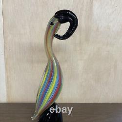 MURANO Art Glass Sitting Bird Figurine by Formia Striped Hand Blown Italy