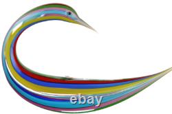 MURANO Art Glass Swimming Bird Figurine by Formia Striped Hand Blown Italy New