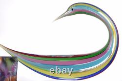 MURANO Art Glass Swimming Bird Figurine by Formia Striped Hand Blown Italy New