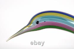 MURANO Art Glass Swimming Bird Figurine by Formia Striped Hand Blown Italy New