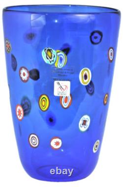 MURANO Art Glass Vase Cobalt Blue Murrine Gambaro & Poggi Hand Blown Italy New