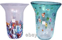 MURANO Art Glass Vase Cobalt Blue Murrine Gambaro & Poggi Hand Blown Italy New