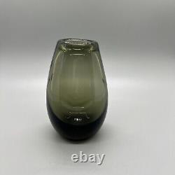 MURANO BLOWN GLASS VASE HAND ART BRown CLEAR 4x2.75 Small Mini Flower