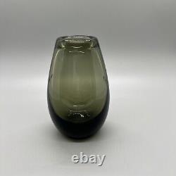 MURANO BLOWN GLASS VASE HAND ART BRown CLEAR 4x2.75 Small Mini Flower