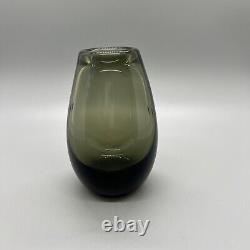 MURANO BLOWN GLASS VASE HAND ART BRown CLEAR 4x2.75 Small Mini Flower