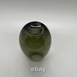 MURANO BLOWN GLASS VASE HAND ART BRown CLEAR 4x2.75 Small Mini Flower