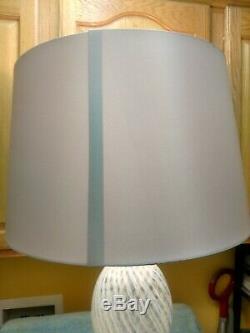 MURANO Blue & WHITE RIBBON SWIRL ITALIAN GLASS TABLE LAMP 35 in