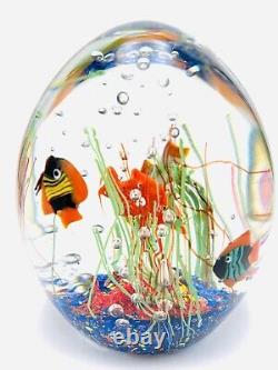 MURANO FISH AQUARIUM WATER DROP 4 FISH PAPERWEIGHT SIGNED & NUMBER WithLIGHT