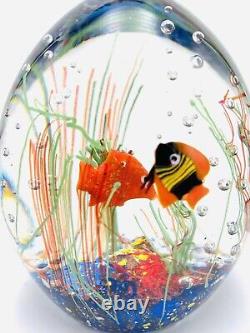 MURANO FISH AQUARIUM WATER DROP 4 FISH PAPERWEIGHT SIGNED & NUMBER WithLIGHT