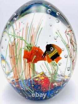 MURANO FISH AQUARIUM WATER DROP 4 FISH PAPERWEIGHT SIGNED & NUMBER WithLIGHT
