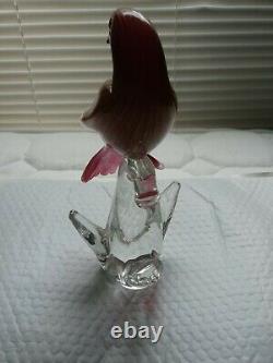 MURANO FORMIASIGNED#42/100 GLASS BIRD PURPLE, RED w GOLD FLAKS RARE FIGURINE