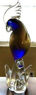 MURANO GLASS GOLDEN COCKATOO With BLUE HIGHLIGHTS. 11. Excellent Condition. VTG