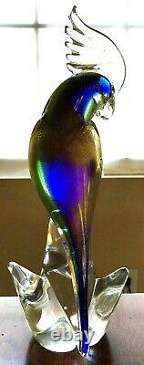 MURANO GLASS GOLDEN COCKATOO With BLUE HIGHLIGHTS. 11. Excellent Condition. VTG