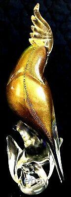 MURANO GLASS GOLDEN COCKATOO With BLUE HIGHLIGHTS. 11. Excellent Condition. VTG