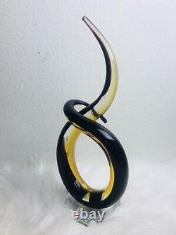 MURANO GLASS LOVE KNOT OMBRE Studio Hand Blown Sculpture Art Mocha Brown ITALY