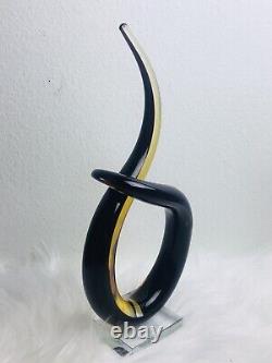 MURANO GLASS LOVE KNOT OMBRE Studio Hand Blown Sculpture Art Mocha Brown ITALY