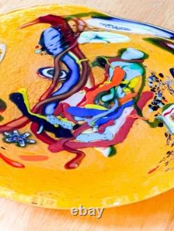 MURANO GLASS PLATE- MCM Murano hand blown Art Glass, abstract glass sculpture