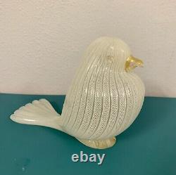 MURANO GLASS. Zanfirico LATTICINO WHITE DOVE gold Accent. Vintage. Venice Italy