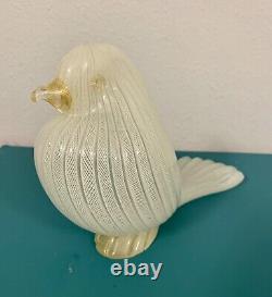 MURANO GLASS. Zanfirico LATTICINO WHITE DOVE gold Accent. Vintage. Venice Italy