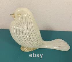 MURANO GLASS. Zanfirico LATTICINO WHITE DOVE gold Accent. Vintage. Venice Italy