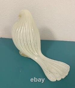 MURANO GLASS. Zanfirico LATTICINO WHITE DOVE gold Accent. Vintage. Venice Italy