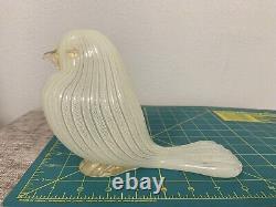 MURANO GLASS. Zanfirico LATTICINO WHITE DOVE gold Accent. Vintage. Venice Italy