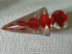 MURANO Glass, EUC, RARE cone Christmas tree. Red with Gold swirling. VTG mid 80s