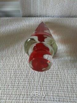 MURANO Glass, EUC, RARE cone Christmas tree. Red with Gold swirling. VTG mid 80s