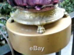 MURANO HAND BLOWN GLASS RARE Purple Amethyst COLOR RIBS FLAKES BIG LAMP