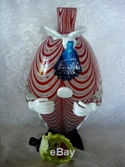 MURANO Hand Blown Art Clown Decanter/Bottle- Italy -Red