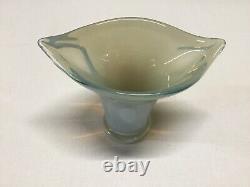 MURANO Hand Blown Art Glass Cased Clear/Opaque Heavy Large Cala Lily Footed Vase